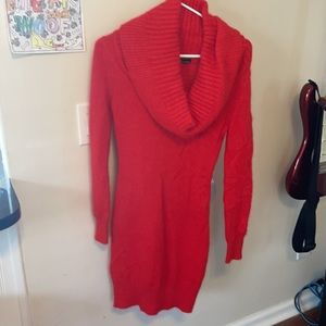 Small red long sleeve sweater dress for sale. Moda International Brand.